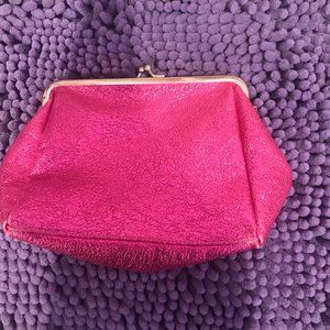 Glitter Pink Kiss Lock Purse or Makeup Bag